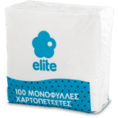 Χαρτοπετσέτες Άσπρες Elite Μονόφυλλες 33x33 100pcs x1000 τεμ